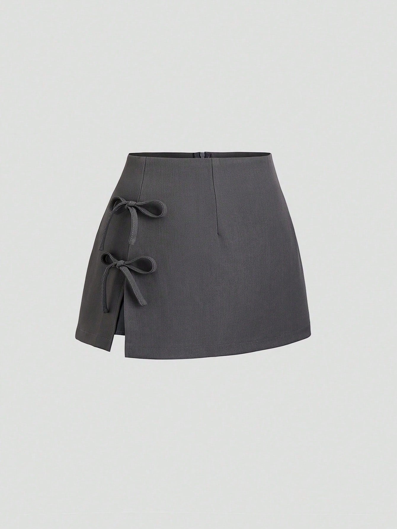 Bow-tied Sexy Slit A-line Mini Skirt