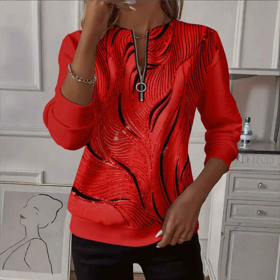 Printed Raglan Sleeve Long-sleeved Women's Sweatshirt