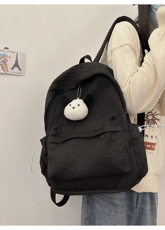 Large Capacity Simple Solid Color Backpack Middle School Students Backpack