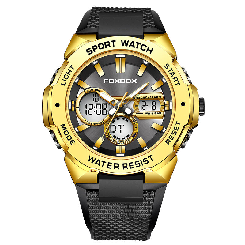 Dobbelt display multifunktionelt sports herreur vandtæt selvlysende quartz-ur