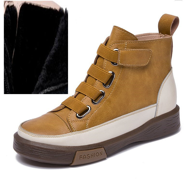Martin Boots Women Autumn And Winter British Style Plus Velvet Single Boots