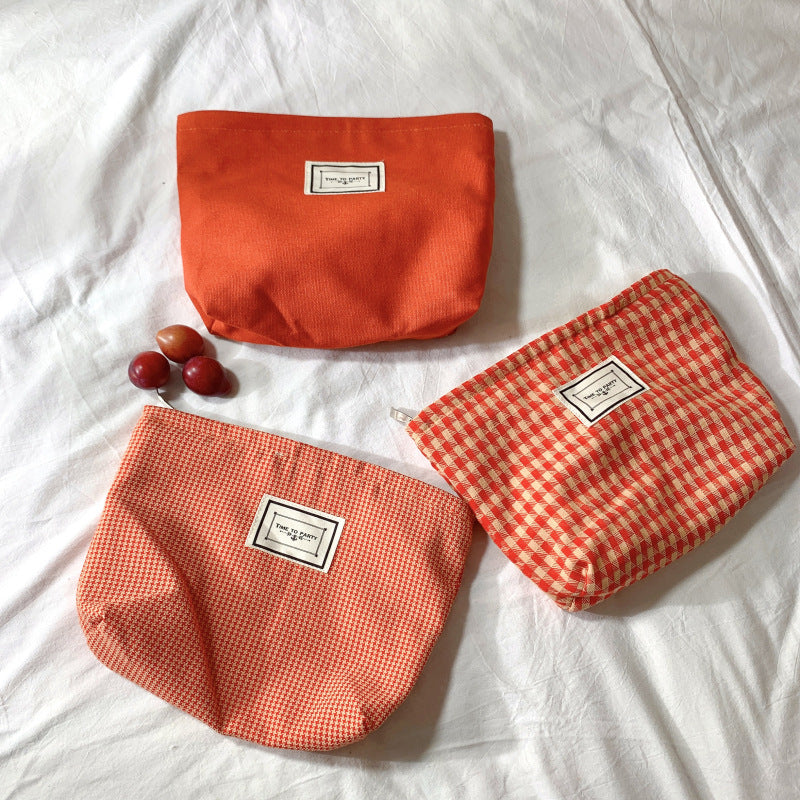 Small Bag Cosmetic Bag Clutch Bag Plaid Cloth Female Bag Four Seasons