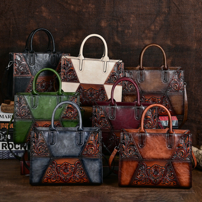 New Embossed Patchwork Womens Bag With Large Capacity