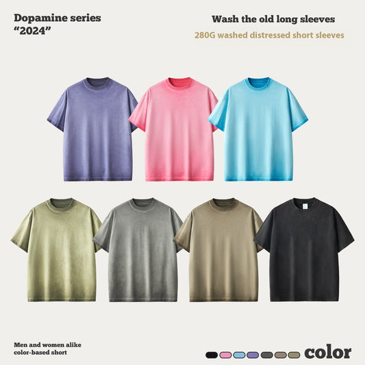 Street Dopamine Pure Cotton Washed Old Short Sleeve