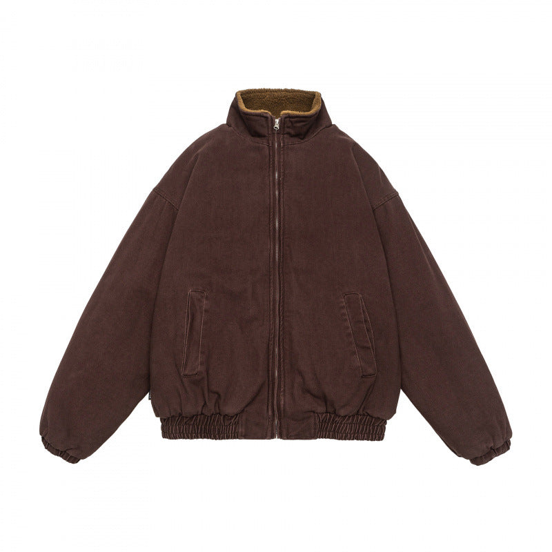 Retro Workwear Stand-up Collar Cotton-padded Clothes Thickened Coat