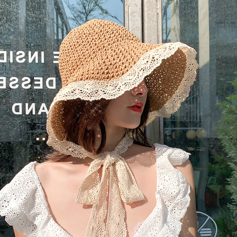 Lace Large Head Circumference Ladies Sun Protection Hat