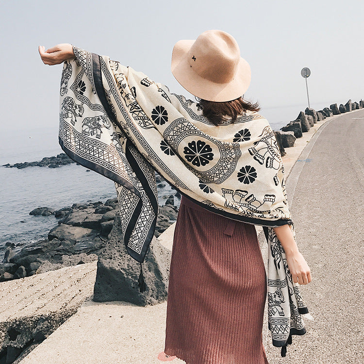 Ethnic Style Bohemian Oversized Sunscreen Beach Scarf