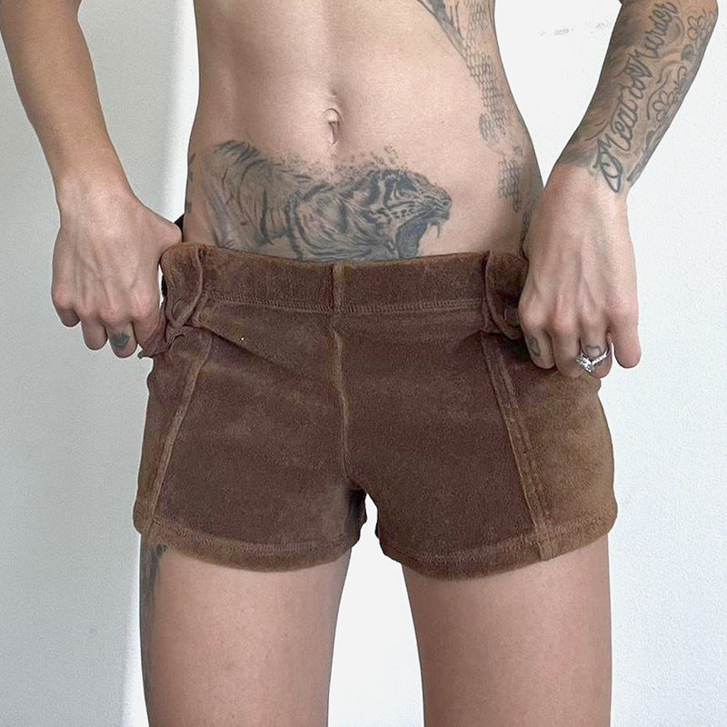 Maillard Wear Brown Woven Low Waist Slimming Casual Pants