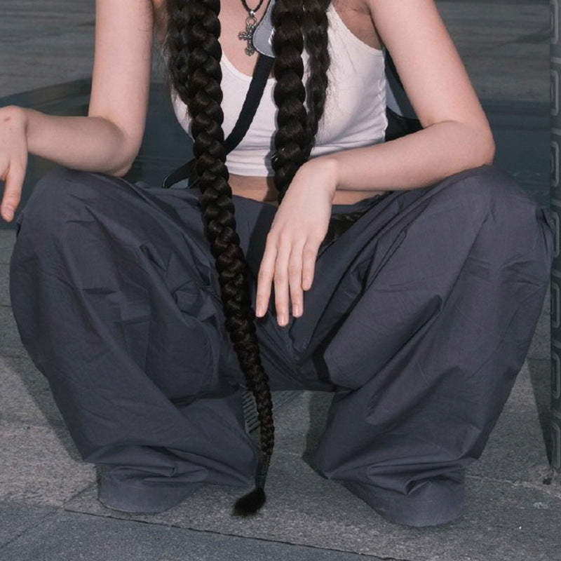 Drawstring High Waist Pocket Woven Pants