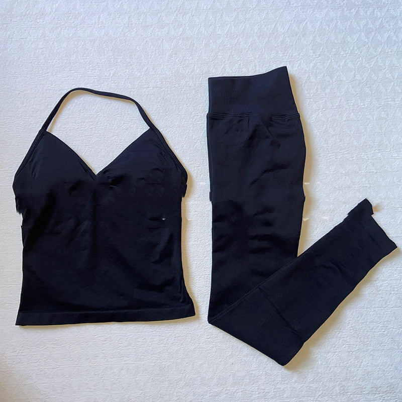 Sports Yoga Pants Back-shaping Camisole Waist-cinching Workout Tank Top And Long Pantscomplete Outfit Set