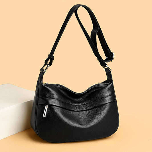 Womens Top-Grain Leather Crossbody Bag With Large Capacity