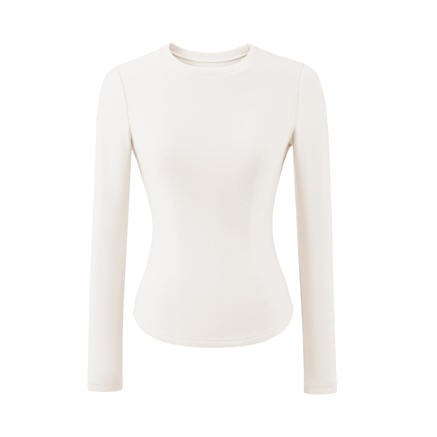 Double-sided Brushed Waist-cinching Warm Long-sleeve T-shirt