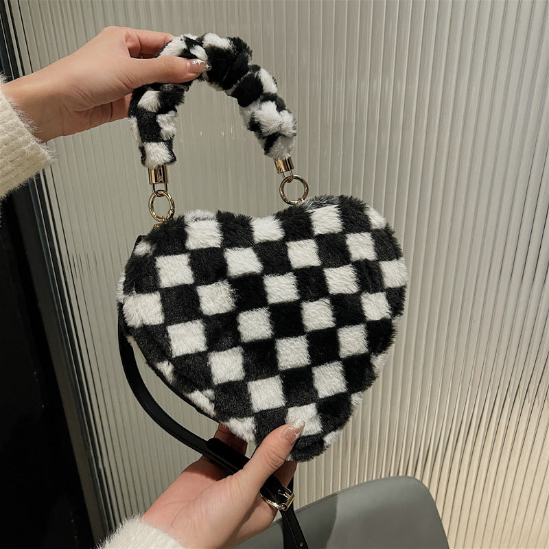 Crossbody Plys Enkel Skuldertaske Hjerteformet Armhulstaske