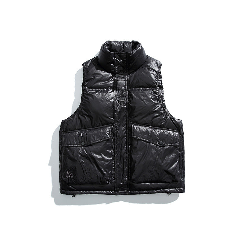 Solid Color Large Pocket Outdoor Work Clothes Down Vest Jacket