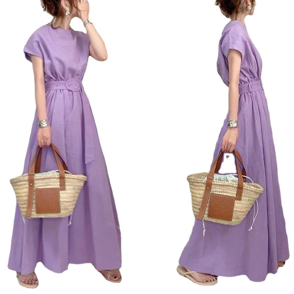 Wrap-style Loose-fitting Plus-size Dress With A Belt