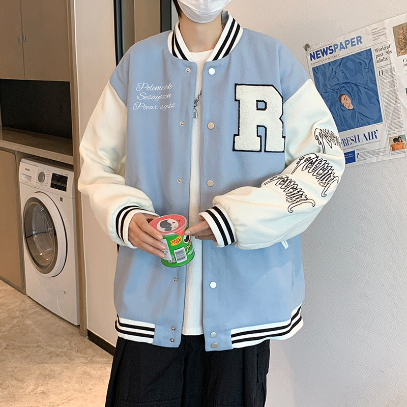 Frakke til mænd Hong Kong Style Trendy Brand Ins Løs Sports Baseballuniform Harajuku Style Retro Casual Jakke Top