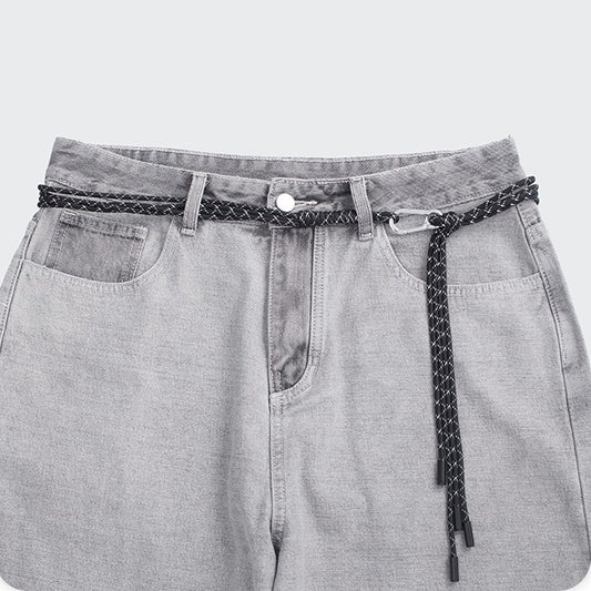 Summer Evergreen Trendy Unique Waist Strap Pants Simple Woven Belt