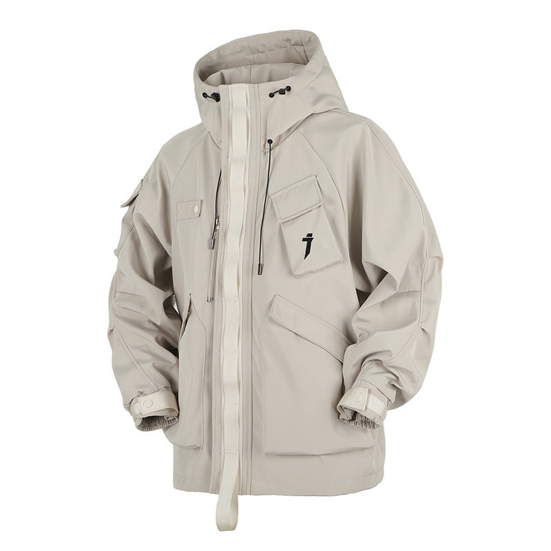 Mechanical Style Multi-pocket Loose Casual Hooded Jacket