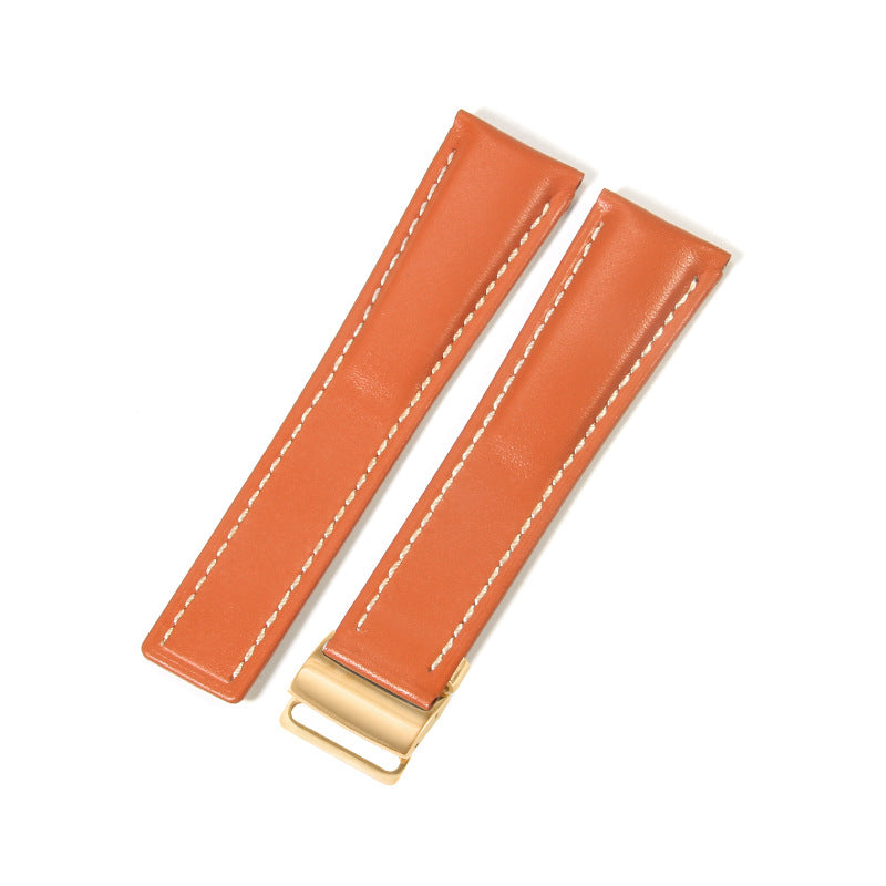 Black Brown Blue Bamboo Grain Cowhide Watch Strap 22mm 24mm