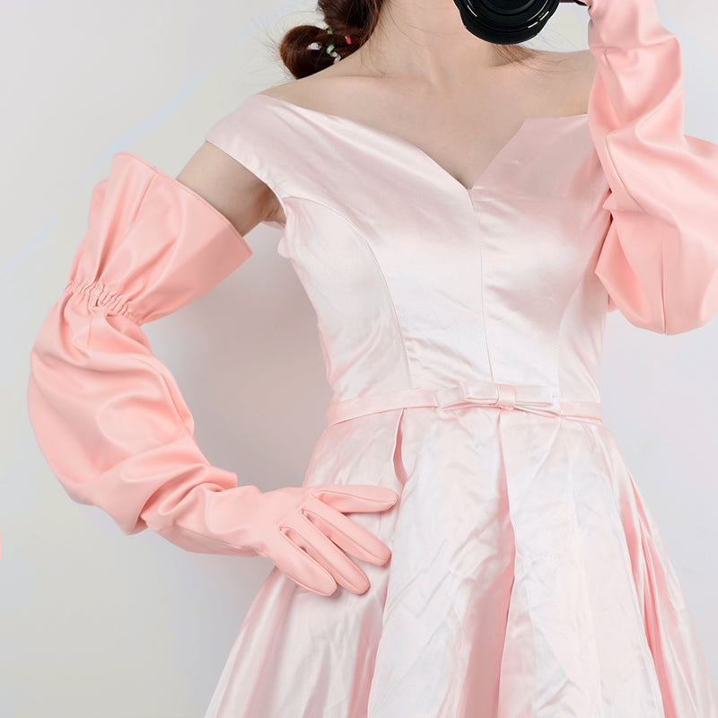 Large Sleeve Loose Long Leather Elastic Belt Gloves