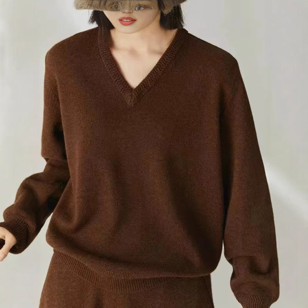 Women's V-neck Sweater Knitted Bottoming Shirt