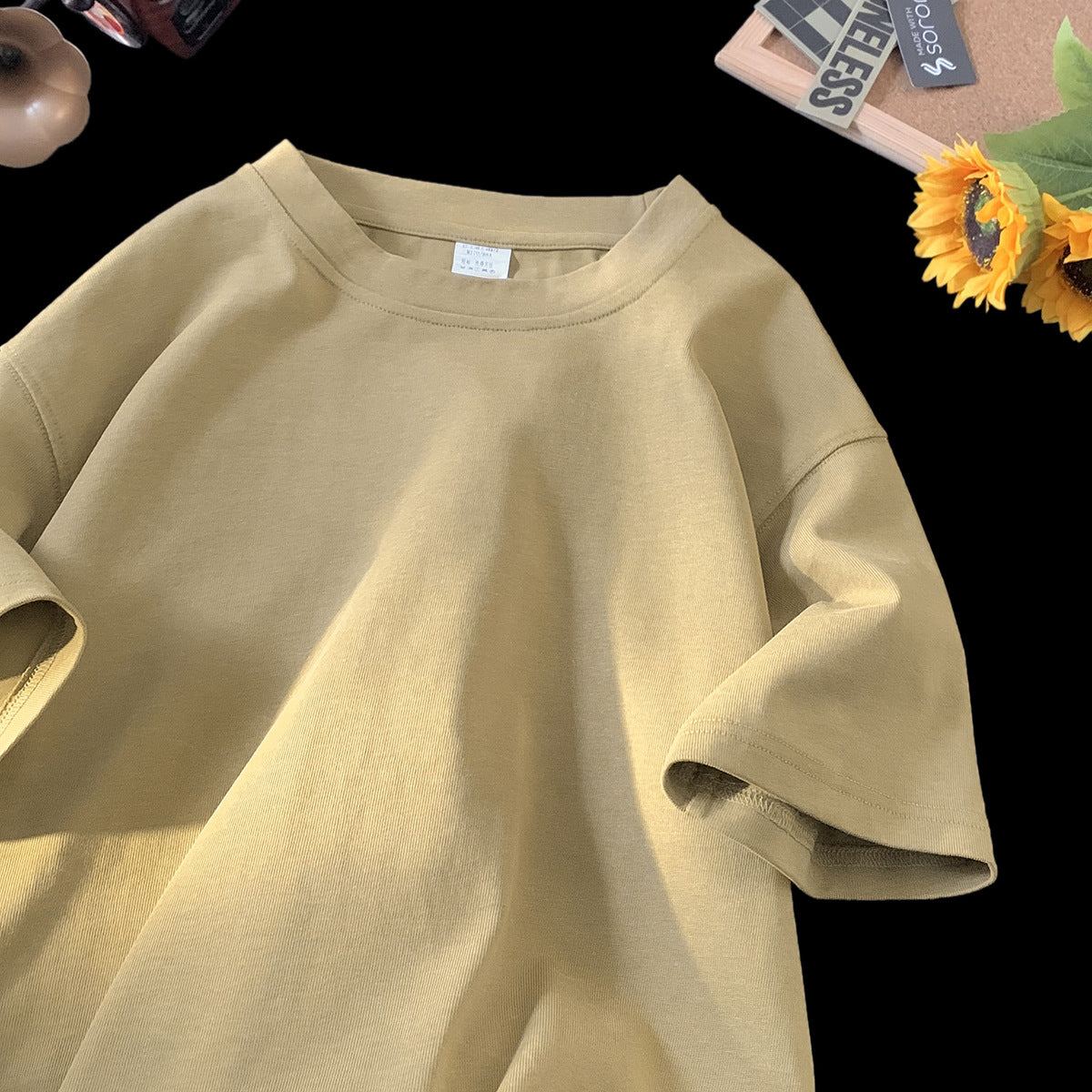 Stenvasket Iskold Tencel Bomuld Is-silke Kortærmet T-shirt