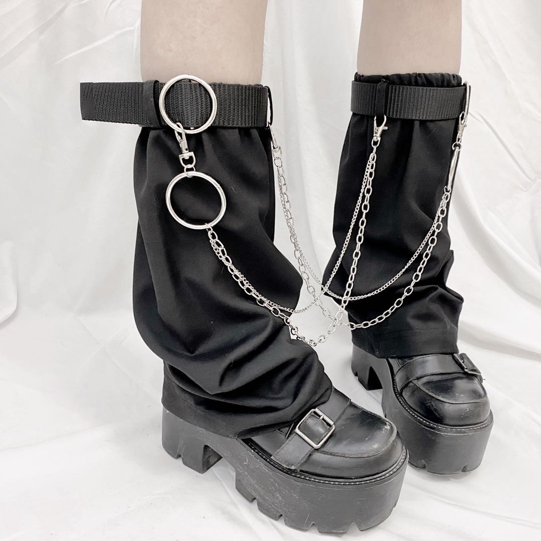 Harajuku Millennium Punk Original Double Ring Chain Socks