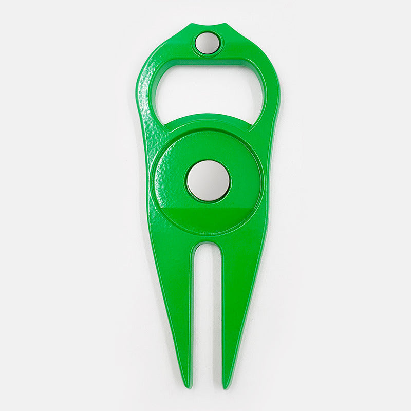 Golf Putting Green Fork Metal Ball Yoke Bottle Opener Ball Marking Turf Tool Gift Black Green