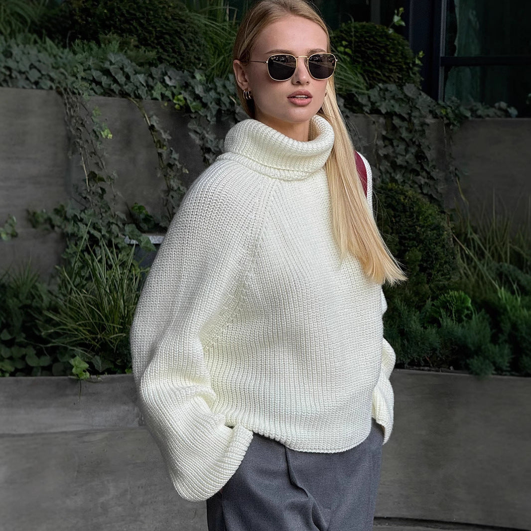 White Pullover Loose Sweater For Women
