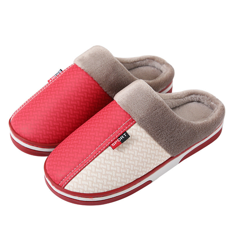 Vinter hjemmesko til par i bomuld PU-læder vandtætte hjemmesko til indendørs brug, der holder varmen – engros