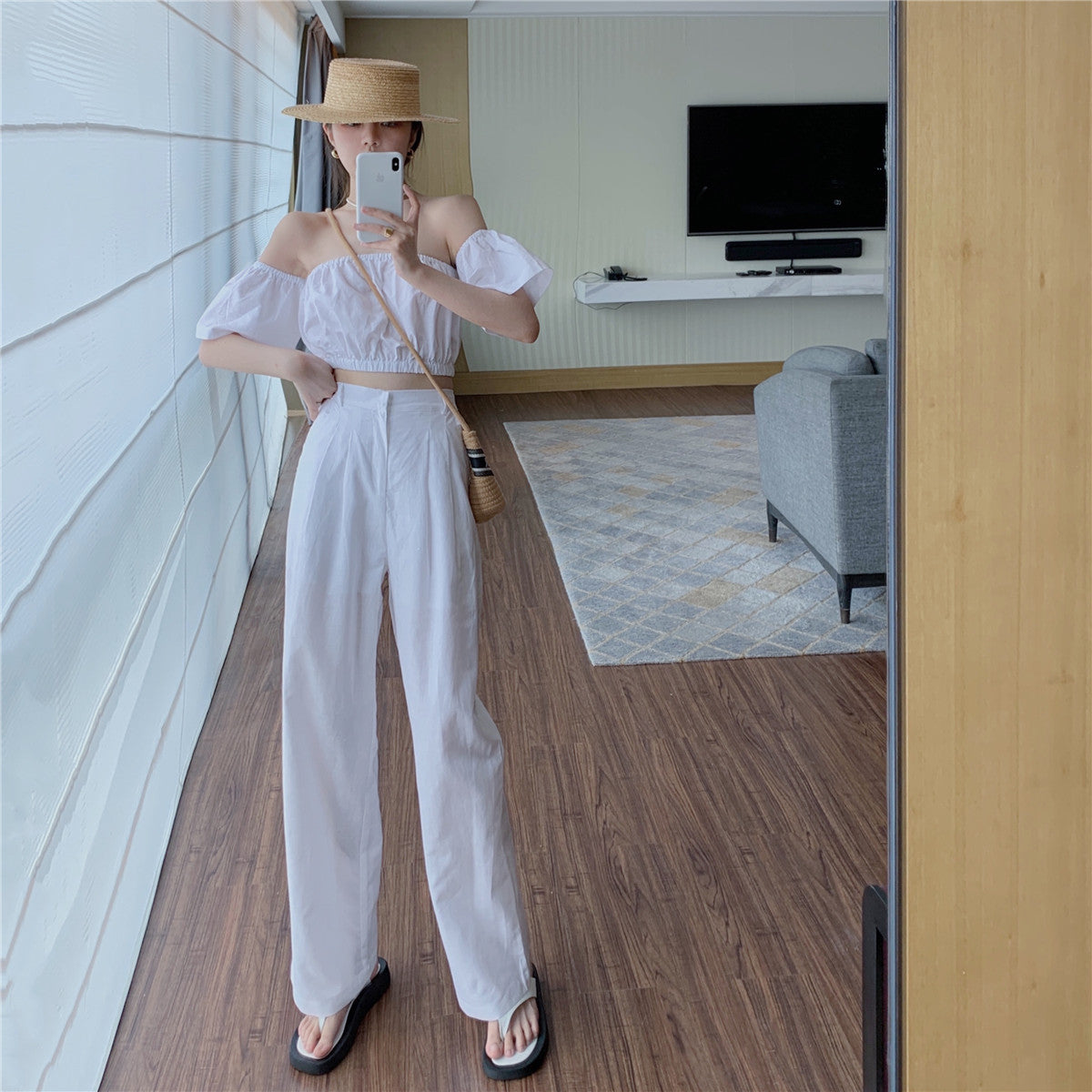 One-shoulder Slim Short-sleeved Shirt Women's Summer