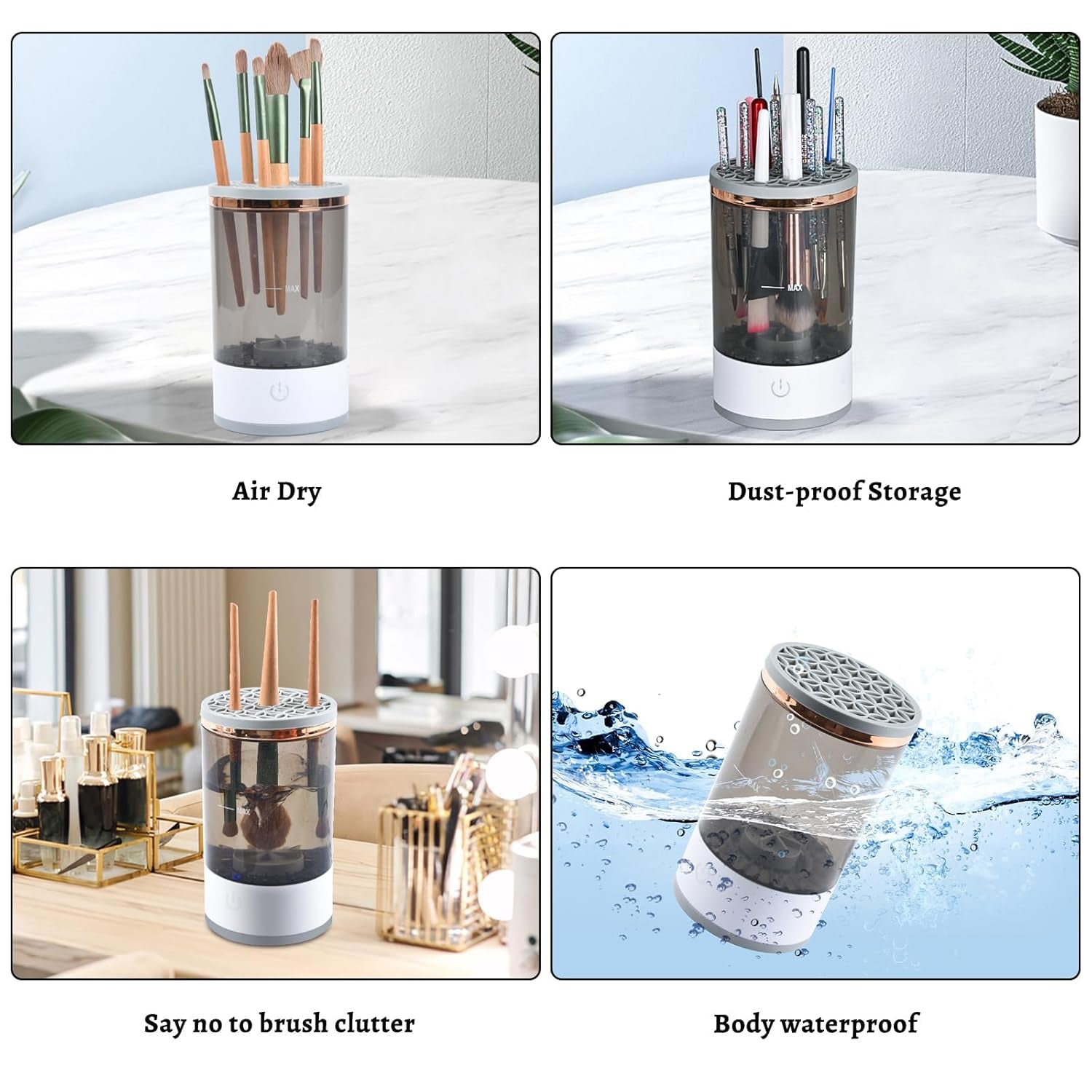 Electric Makeup Brush Cleaner, Makeup Brush Cleaner, Pro Cosmetic Brush Cleaner, Automatic Spinning Makeup Brush Cleaner, Beauty Blender Cleaner Fit for All Size Makeup Brush
