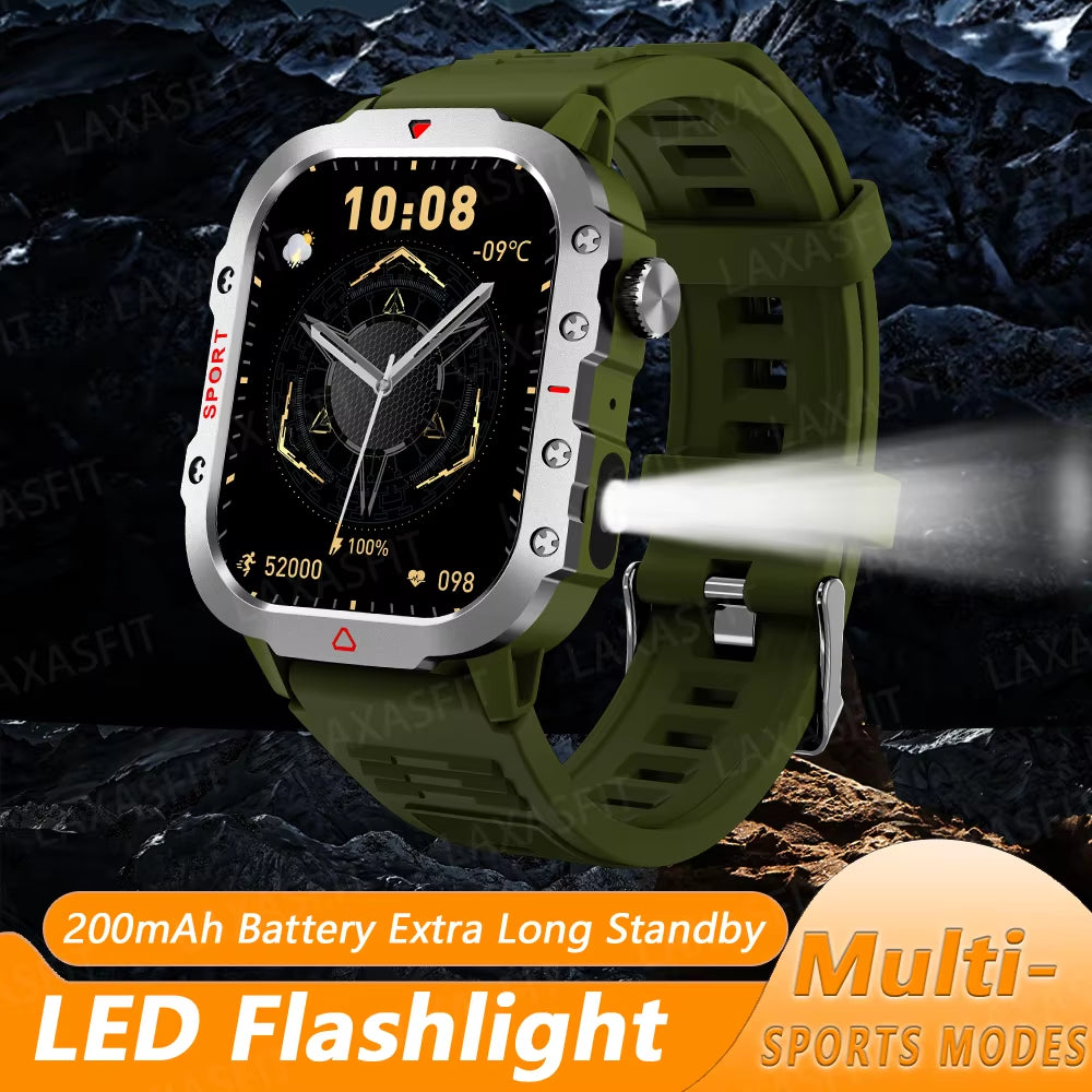 New Smart Watch LED Flashlight 2.01” HD Screen Bluetooth Talking Smart Watch Multi Sports Health Monitoring Smart Watch