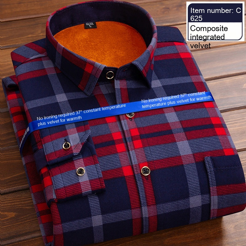 Men's Thermal Thickened Fleece Plaid Shirt