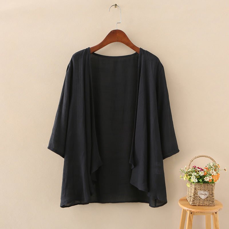Cotton And Linen Outer Cardigan Women's Thin Shawl Summer