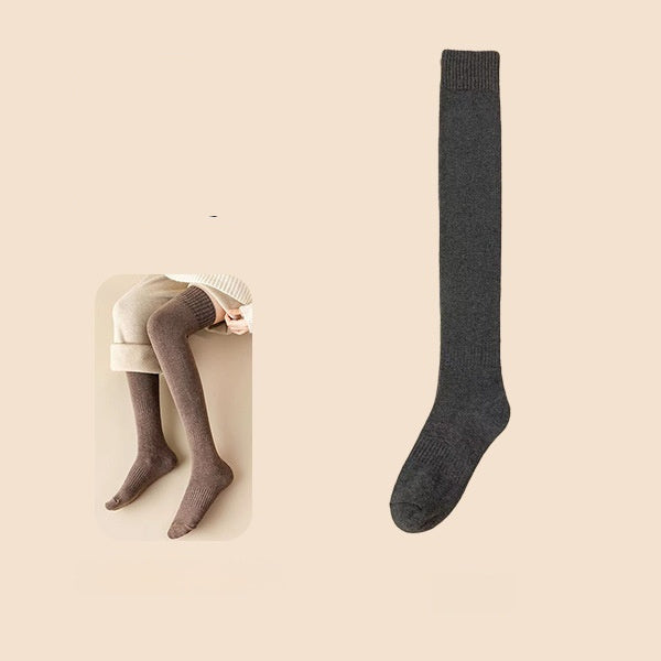 Womens Fleece-Lined Thickened Insulated Terry-Loop Tights