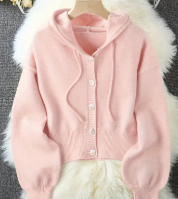 Women's Ivory Yellow Oversized Hooded Cardigan