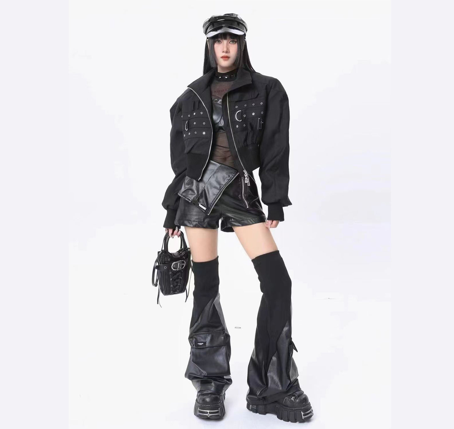 Niche Leather Sock Boots With Stitched 3D Pockets And A Functional
