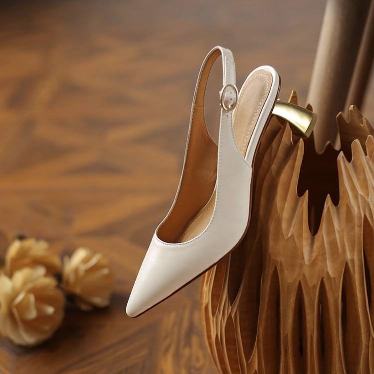 Women's Leather Covered Toe Sandals With High Heels