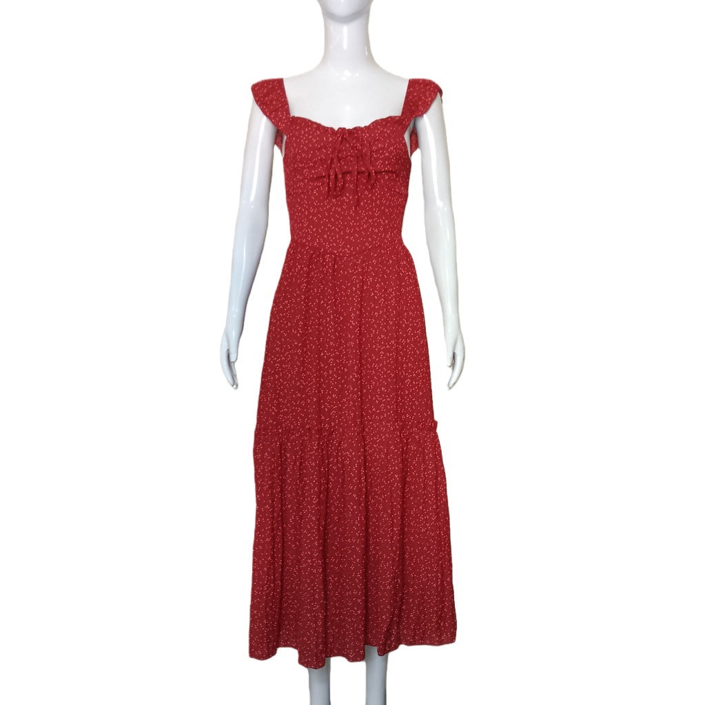 Womens Halterneck Floral Print Square-cut Dress