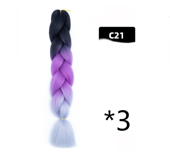 Color Big Braid African Chemical Fiber High Temperature Silk Wig Gradient