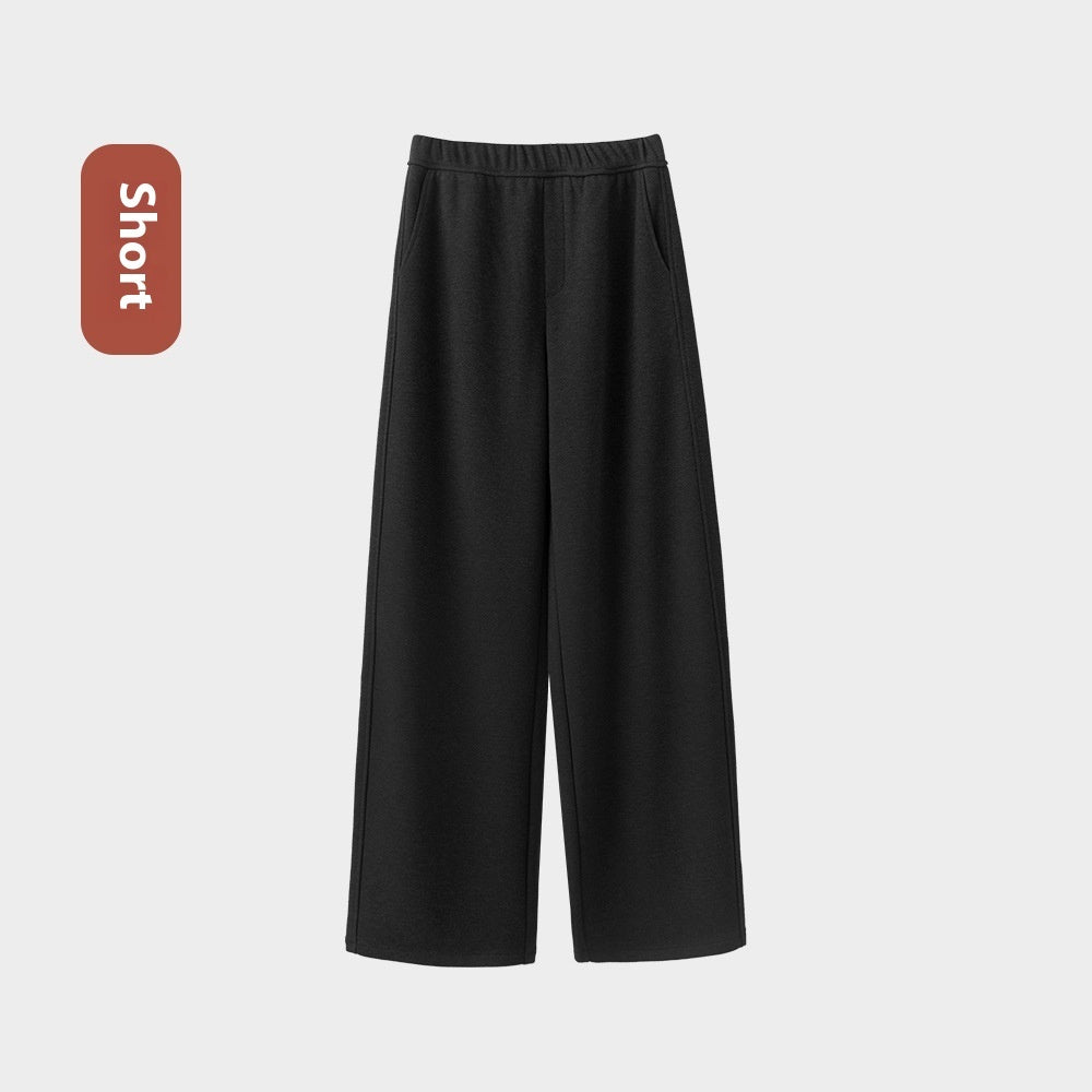Autumn And Winter Straight Wool Heating Loose Slimming And Simple High Waist Casual Pants