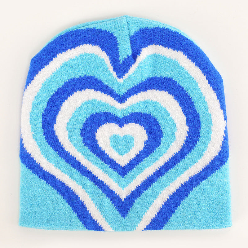 Color Matching Rainbow Love Knitted Hat Printed Pullover Fashion Woolen Hat
