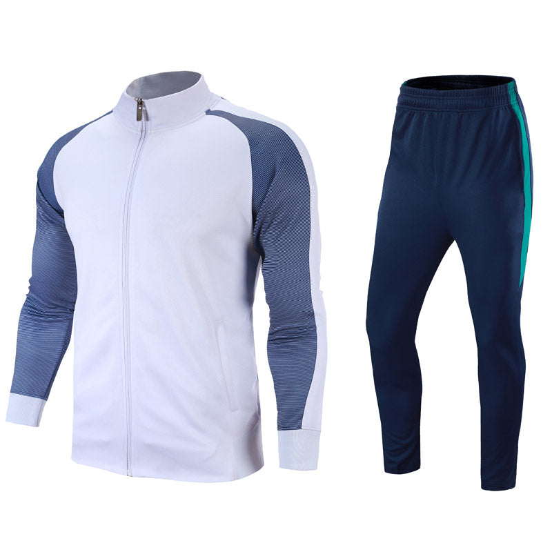 Contrasting Trim Stand-collar Sports Jacket Suit