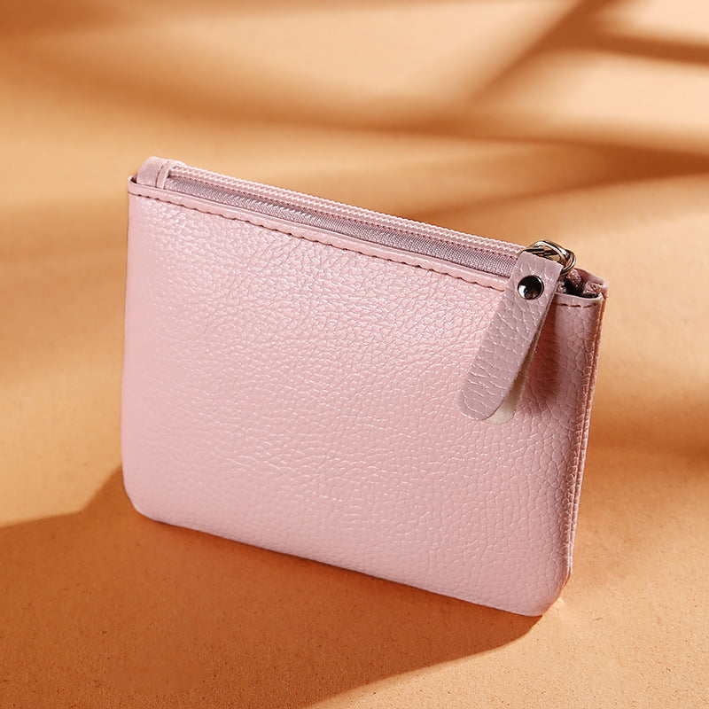 Women's PU Soft Leather Litchi Pattern Shiny Zipper Storage Bag