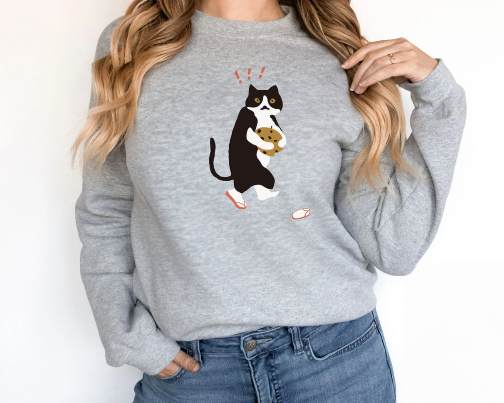 Kvinders moderigtige ensfarvede langærmede sweatshirt med tryk