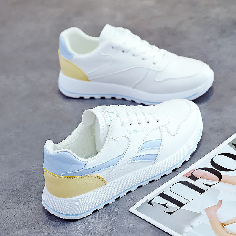 Kvinders nye åndbare sneakers med tyk sål i mesh, der passer til alt