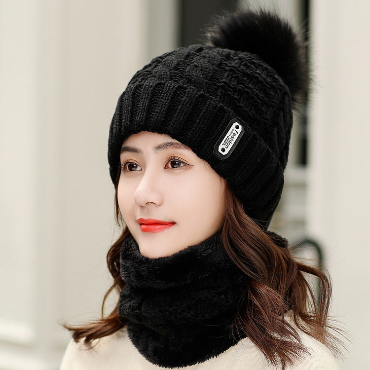 Fleece Knitted Hat Twist Wool One Size
