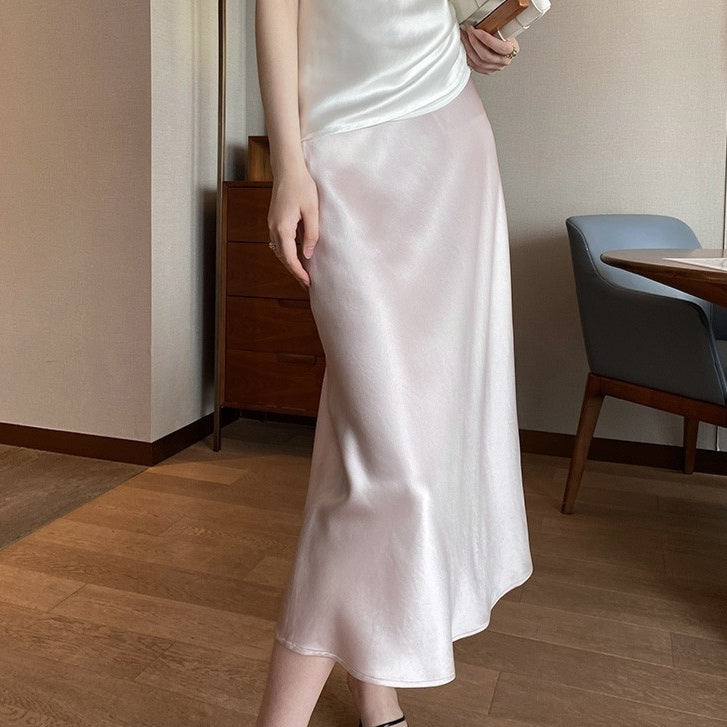 Silky Satin Women's A- Line Skirt Slimming Acetate