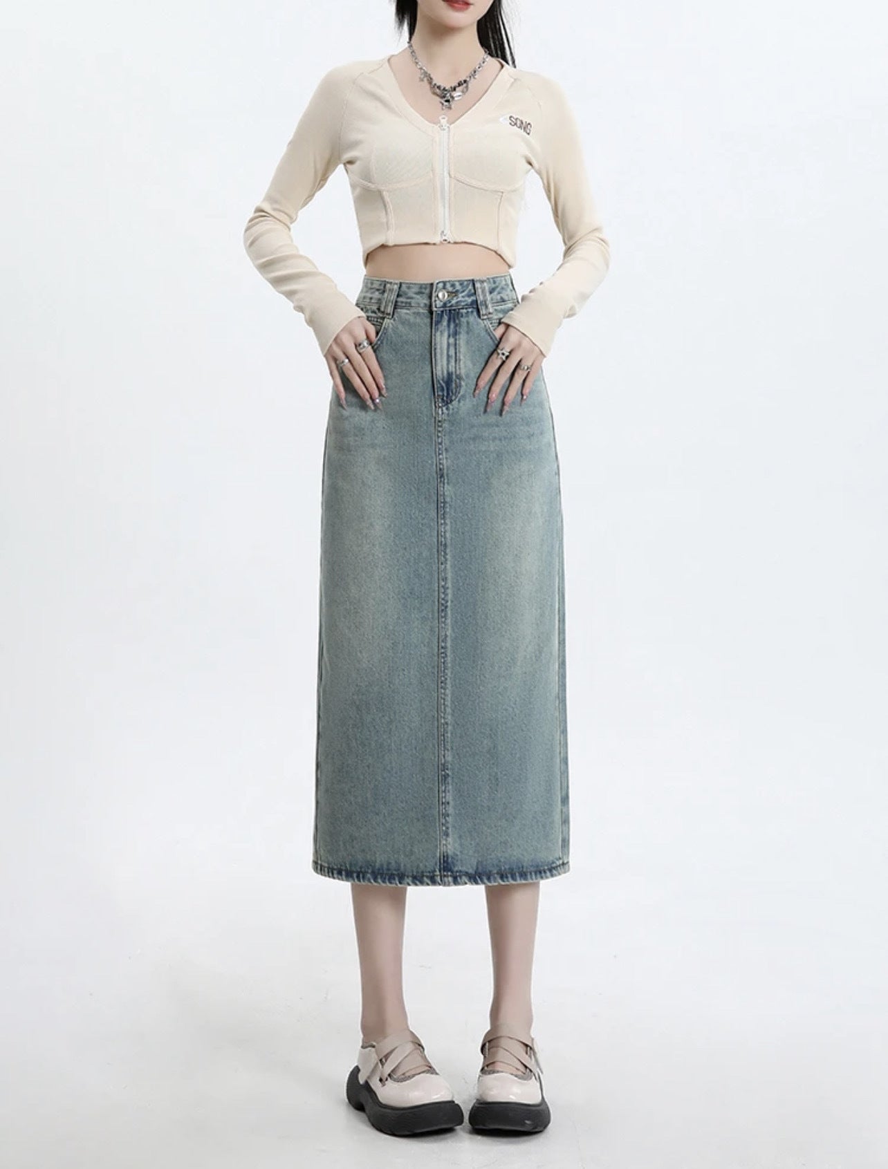 Dame Mode Personlig Denim Nederdel